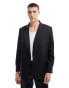 Viggo asymmetric suit jacket in black high shine