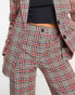 Noisy May Petite tailored trouser co-ord in brown and pink check