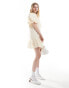 Ghospell textured puff sleeve mini dress in ivory