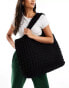 Pieces bubble texture large shoulder shopper bag in black