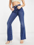 River Island mid rise flare jean in dark blue