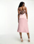 NaaNaa satin cami a-line midi dress with tie back detail in pink