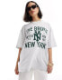 ASOS DESIGN oversized t-shirt with the bronx graphic in ice marl