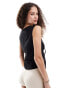 COLLUSION linen built up tank top with tie detail in black