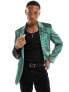 ASOS DESIGN skinny blazer in green geo print