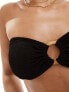 4th & Reckless palermo tortoise shell buckle bandeau crinkle bikini top in black