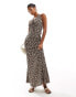 Pull&Bear backless halterneck maxi dress in leopard print