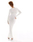 Lioness sheer knitted flared sleeve maxi dress in white