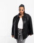 ASOS DESIGN Curve faux leather clean top collar jacket in black