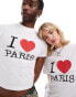 COLLUSION Unisex I LOVE PARIS graphic baby tee in white