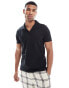 Hollister johnny collar jacquard knit polo in black