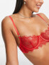 Bluebella Grace delicate eyelash lace non padded balconette bra in red