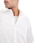 ASOS DESIGN smart linen mix regular fit shirt with penny collar in white