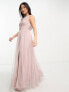 Anaya Petite Bridesmaid tulle one shoulder maxi dress in pink