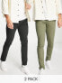 Jack & Jones Intelligence 2 pack slim tapered chino in dusty olive & black