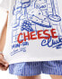 ASOS DESIGN oversized t-shirt with wine and cheese graphic in white