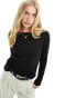 Mango slash neck long sleeve top in black