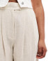 ASOS DESIGN tailored wide leg trouser with pleat detail with linen in natural