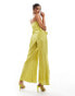 ASOS DESIGN plisse bandeau wide leg jumpsuit in lime green