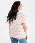 Plus Size Printed Short-Sleeve Henley Top, Created for Macy's