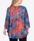 Plus Size Scoop Neck with Bar Detail Tie Dyed Spots Jacquard Knit Top