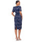 Petite 3D-Flower Short-Sleeve Sheath Dress