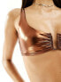 The Frolic sapphire u ring detail bikini top in bronze metallic