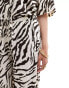 ASOS DESIGN low rise textured co-ord trousers in linen look in zebra print