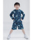 Boys Jurassic Park Blue French Terry Sweatshirt and Bike Shorts to