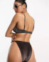 South Beach mix & match high leg bikini bottom in brown metallic