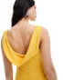 Bardot asymmetric satin maxi slip dress in marigold