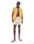 Another Influence beach shirt co ord in rust summer scene print