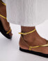 Topshop Jules leather minimal strappy flat sandals in gold