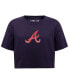 Women's Navy Atlanta Braves Painted Sky Boxy Cropped T-shirt