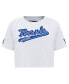 Women's White Toronto Maple Leafs Boxy Script Tail Cropped T-shirt