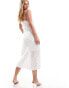 Pieces textured cowl neck cami maxi dress in white