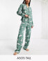 ASOS DESIGN Tall modal astrology shirt & trouser pyjama set in sage