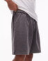 Topman relaxed fit jersey shorts in washed black - BLACK