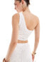 4th & Reckless broderie lace one shoulder top co-ord in white