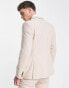 ASOS DESIGN skinny wool mix suit jacket in basketweave texture in stone