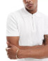 River Island muscle fit pointelle polo shirt in white