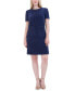 Women's Jewel-Neck Short-Sleeve Textured Shift Dress