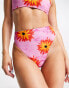 COLLUSION flower print reversible high waist bikini bottom in multi