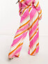 River Island Plus wide leg dad trouser in bright print stripe