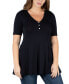 Plus Size Elbow Sleeve Henley Tunic Top