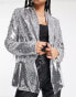 Extro & Vert Tall oversized blazer in silver sequin co-ord