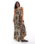 JDY shirred top maxi dress in leopard print