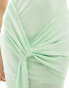 ASOS DESIGN bandeau maxi dress with drape detail in light green print