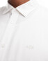 Armani Exchange logo button through short sleeve boxy fit jersey shirt in white