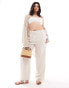 Vero Moda Curve wide leg dad trousers in oatmeal